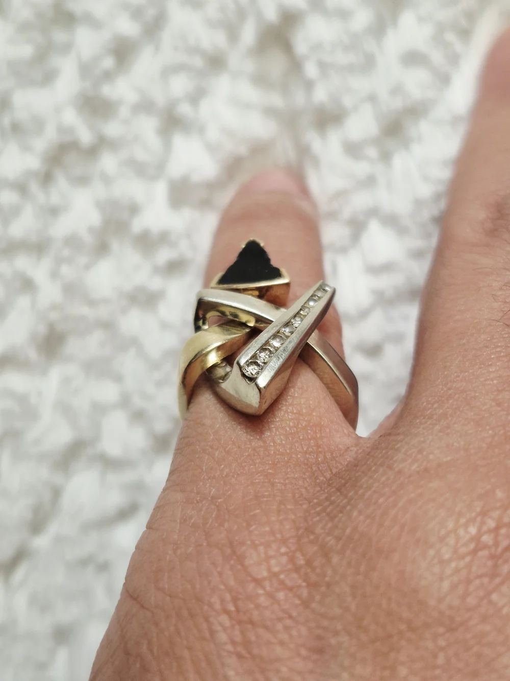 Estate 14k Gold Geometric Diamond Cocktail Ring